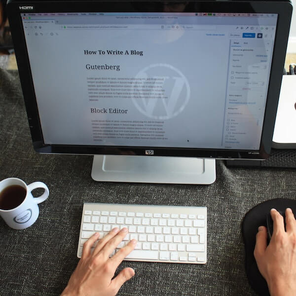 Bildschirm-Ansicht mit dem WordPress Gutenberg Editor